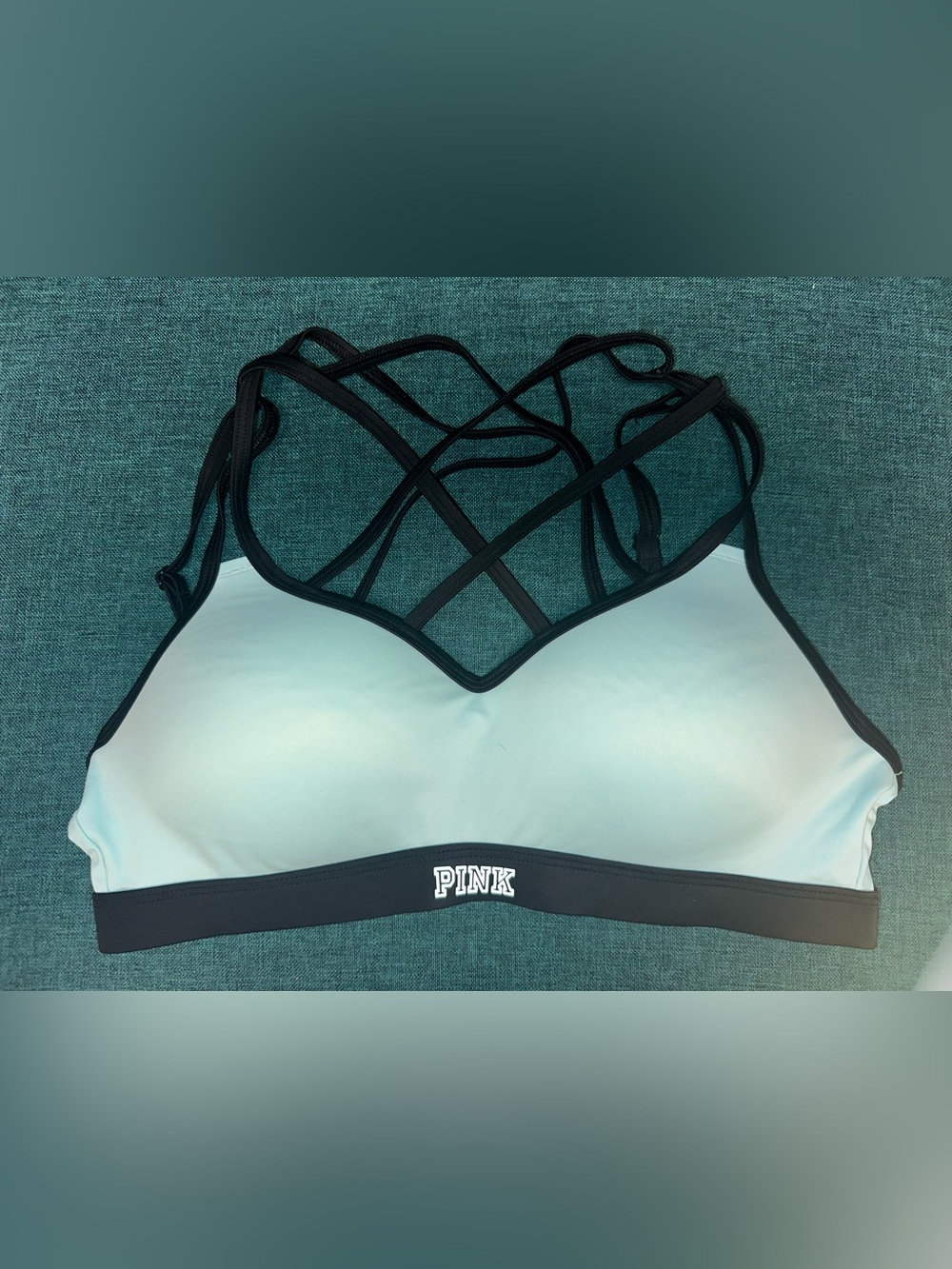 Victoria's Secret Pink Ultimate Strappy Push-Up Sports Bra Mint/Pink MINT!